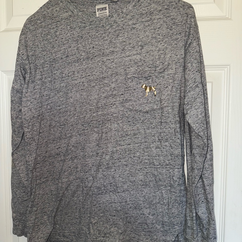PINK Victoria's Secret Heather Gray long sleeve Top Sz XS
